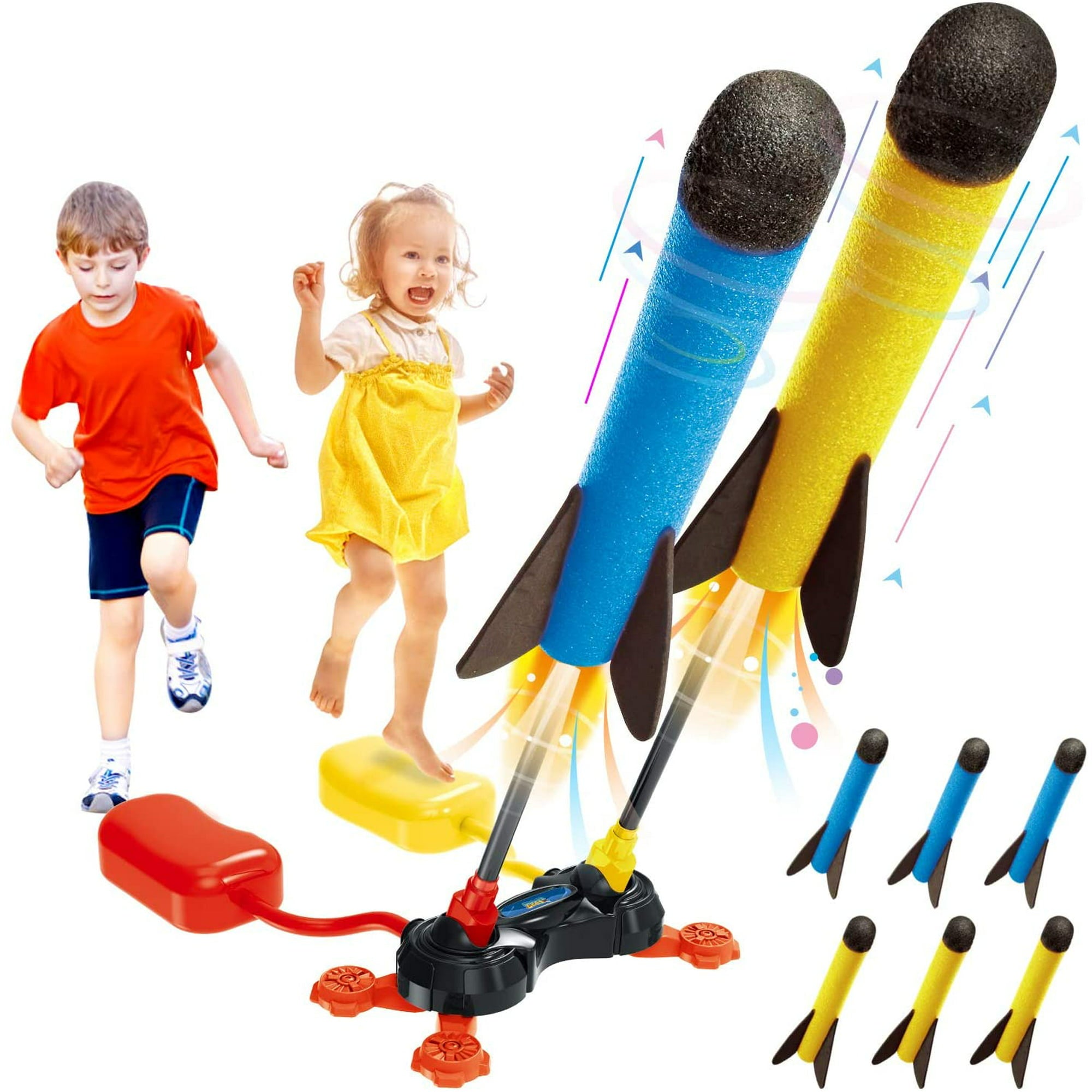 Terra Toy Rocket Launcher for Kids 3-5,Outdoor Toys for Kids Ages 8-12,Boy Toys Age 6-8 Jump Rocket Set 6 Foam Rockets & 2 Stomp Launchers,Space Toys Gifts for 4 5 6 7 8 Year Old Boys & Girls