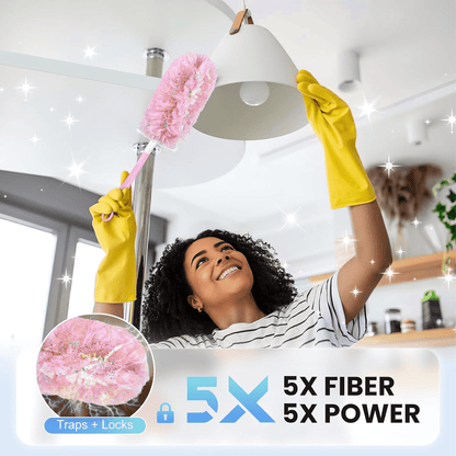 Heavy Duty Duster Refills for SwifferDuster, 30 pcs with Handle & Extendable Handle*1 , Multisurface 360° Dusters with 4X Microfibers(Pink)