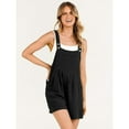 Women's Rompers Short Casual Jumpsuit Adjustable Strap Loose Dressy Linen Bib Overalls for Summer