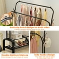 UNTIMATY Heavy Duty Clothes Rack for Hanging Clothes, Metal Rolling Garment Clothing Racks with Wheels Double-Rod 8 Hangers 2 Shoe Shelves, Black