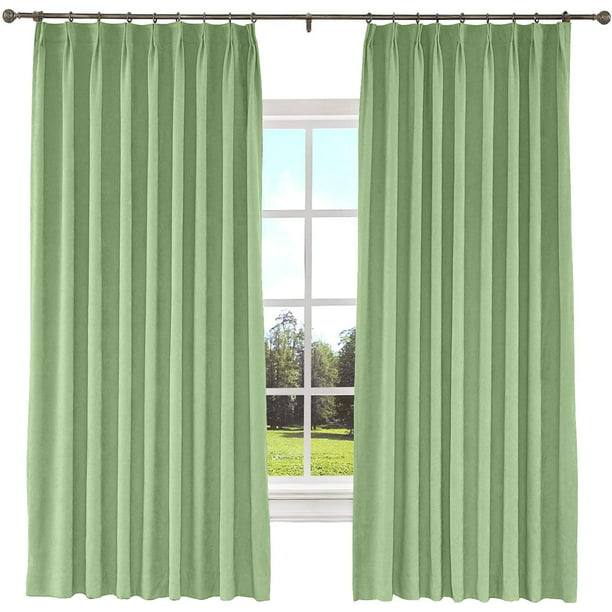 Double Pinch Pleated 100% Polyster Blackout Curtain Drapes Panel | Curtains for Living Room, Bedroom & Hall Dinning Living Open (1 Panel , 58" W x 95" L) { Sage Green }