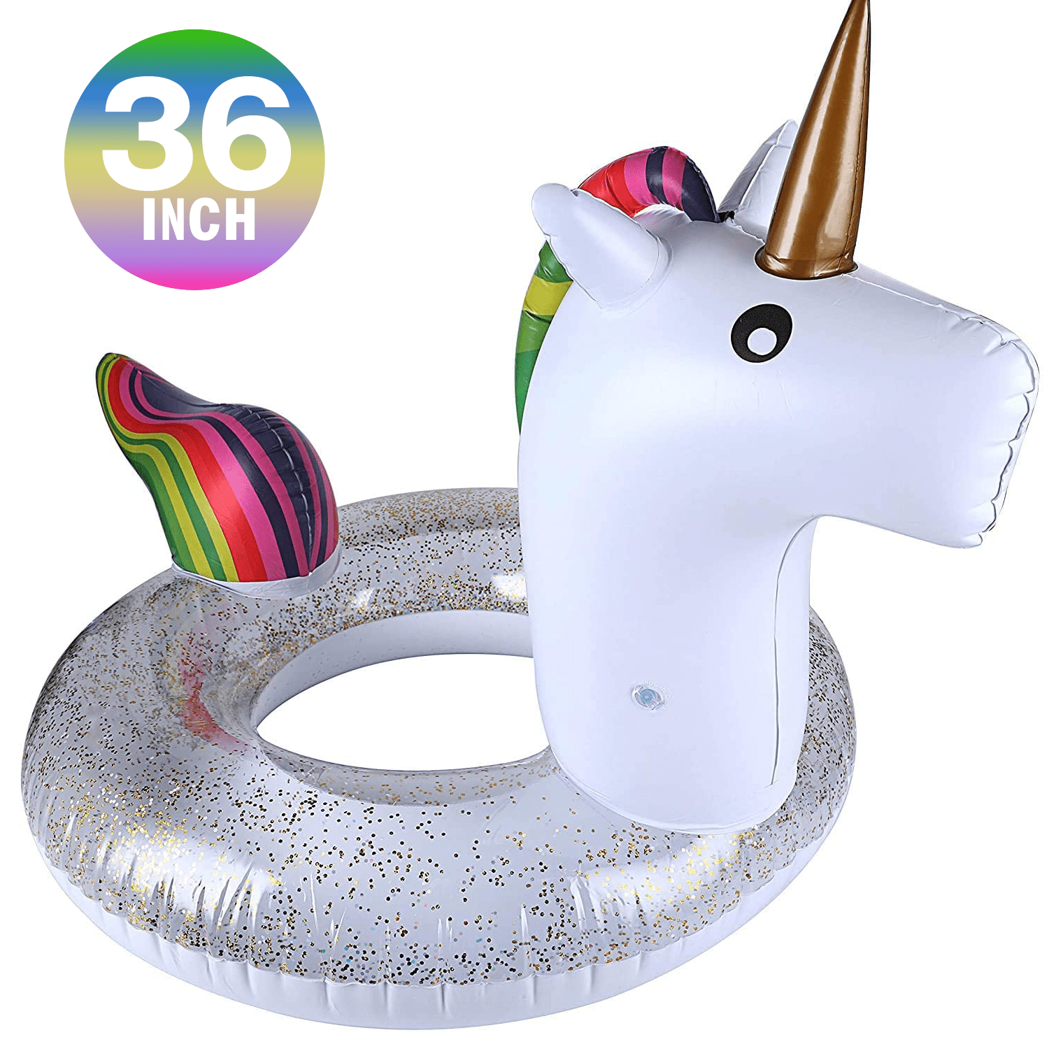 Inflatable Unicorn Pool Float Floatie Ride On with Fast Valves Large Rideable Blow Up Summer Beach Swimming Pool Party Lounge Raft Decorations Toys Kids Adults (36 inch)