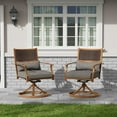 ECOPATIO Patio Swivel Chairs Set of 2, All Weather Swivel Rocker Chairs with Hand-Painted Metal Frame, for Backyard Deck Lawn (Gray)