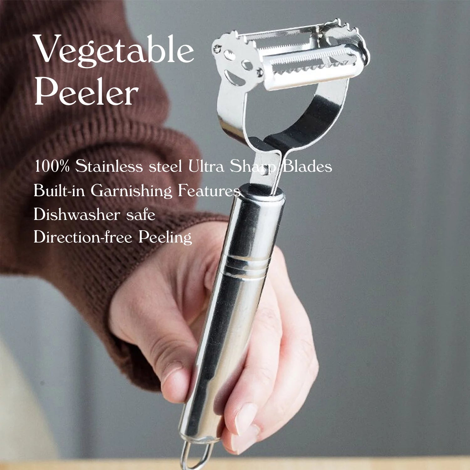 Ixir Stainless Steel Vegetable Peeler - Commercial Grade Julienne Cutter, Slicer, Shredder, Scraper - Fruit, Potatoes, Carrot, Cucumber - Kitchen, Home Staple - Perfect Housewarming Gift