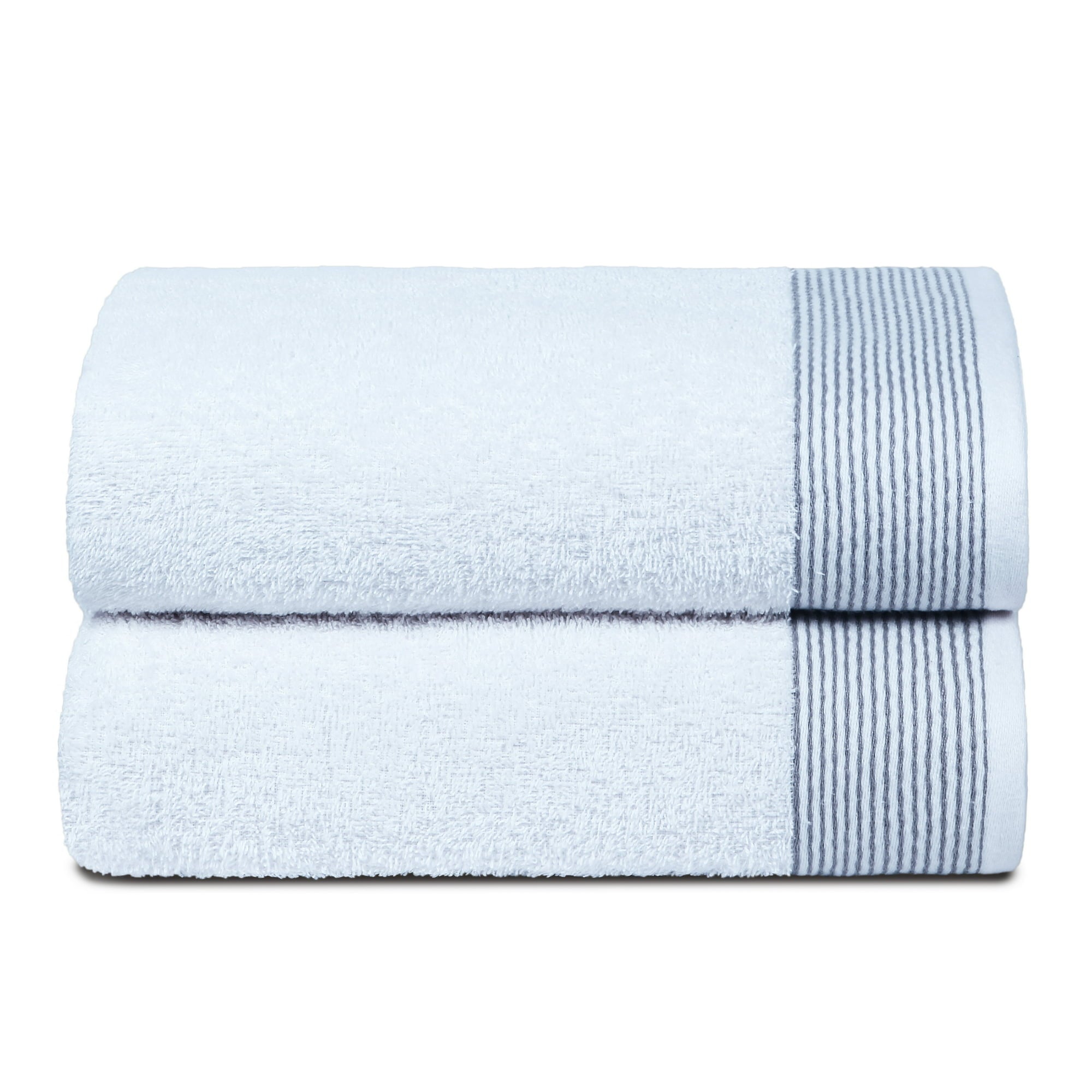 GLAMBURG Ultra Soft Oversized 2 Pack Bath Towel Set 28x55 inches, 100% Cotton Large Bath Towels, Highly Absorbant Compact Quickdry & Lightweight Towel, Ideal for Gym Travel Camp Pool - White