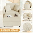 LUMIHO Chaise Lounge Chair Indoor, 42" Sleeper Chair with Two Throw Pillows and Armrests, Corduroy Chaise Couch Chair with Ottoman for Living Room, Bedroom, Apartment, Beige
