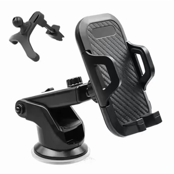 2-in-1 Car Phone Holder — Long-Arm Suction Cup Mount for Dashboard, Windshield & Air Vent