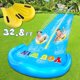 Lavinya Lawn Water Slide, 32.8FT Water Slide for Family Fun with 2 Racing Lanes and 2 Bodyboards, Inflatable Splash Water Slip for Hot Summer Days