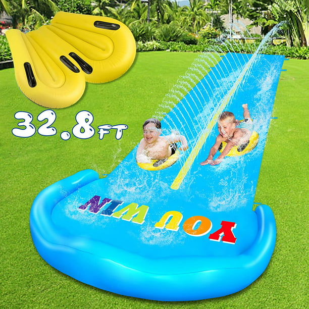 Lavinya Backyard Water Slide, 32.8FT Long Water Slide for Kids and Adults with 2 Racing Lanes and 2 Bodyboards, Inflatable Splash Water Slip for Kids Outdoor, Summer Water Toys for Garden