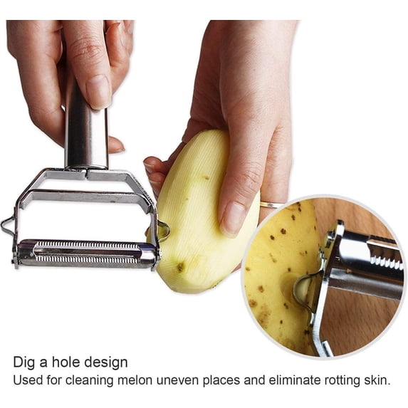 EvoFine Stainless Steel Vegetable Peeler – Dual Blade Julienne Cutter, Multifunctional Fruit & Potato Slicer