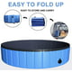 Intera Foldable Dog Pet Pool 63"x12" XXL Portable Pet Swimming Pool Kiddie Pool for Pets Hard Plastic Pet Bath Tub Indoor Outdoor Pool for Pets Large Dogs Cats and Kids (Bonus Brush+Chew Toy)