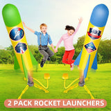 Terra Rocket Air Launch Toy for Kids Age of 3, 4, 5, 6, 7, 8+ Years Old Boys, Girls, 2 Pack Stomp Launchers & 8 Colorful Foam Rockets, Fun Outdoor Game, Ideal Xmas Birthday Gift