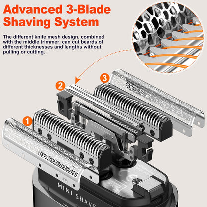 Electric Foil Shavers for Men, Rechargeable Mini Electric Razor with IPX7 Waterproof for Travel & Home, Gray