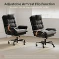 Bestier Big and Tall Executive Office Chair with Flip-Up Arms for Adults, Adjustable Height, Reclining Office Chair with Headrest & Side Pockets in Black