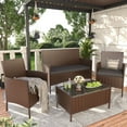 MRUAKA Patio Furniture Set 4 Pieces Porch Furniture Outdoor Modular Wicker Patio Sectional Conversation Furniture Set for Backyard,Porch,Garden,Poolside and Balcony(Grey)