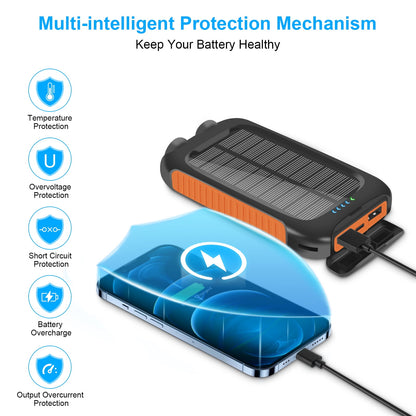 SOLPOWBEN 38800mAh Solar Power Bank Compatible for Iphone/Android 12W Portable Charger Power Bank with 2 SOS Flashlight Battery Pack for Outdoor Camping Hiking(Orange)
