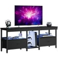 Bestier LED TV Stand Entertainment Center for TVs up for 55 60 65 inch TV Console Table with 2 Storage Drawers,Carbon Fiber Black