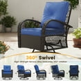 ELPOSUN 3 Pieces Patio Furniture Set, Outdoor Swivel Gliders Rocker, Wicker Patio Bistro Set with Rattan Rocking Chair, Glass Top Side Table and Thickened Cushions for Porch Deck Backyard