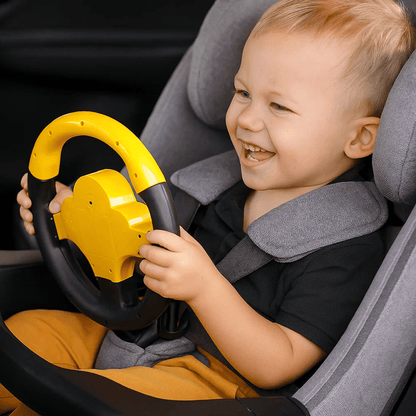 Kids Pretend Play Steering Wheel Toy with Light and Music, Funny Interactive Driving Toy for Boys and Girls, Sensory Toys for Ages 3+, Yellow