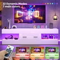 Bestier White TV Stand for TVs up to 65", Modern Entertainment Center for TVs with LED Light, High Gloss TV Console Table with Storage Drawers