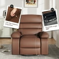 YOUDENOVA Massage Swivel Rocker Recliner Chair with heating function, faux leather,remote control and side pocket for living room,dark brown