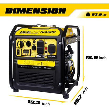 Aceup Energy 4500 Watt Open Frame Inverter Generator, Gas Generator 223CC RV-Ready, 4000W Generator EPA Compliant
