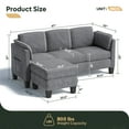 Bestier Corduroy Sectional Sofa Couches for Living Room, L-Shaped Modular Small Couch Convertible 3 Seater Sofa with Ottaman Storage,Gray
