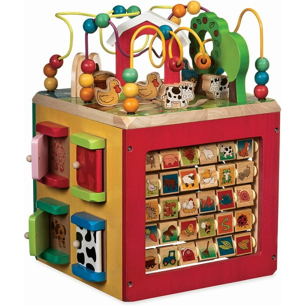 Terra Wooden Activity Cube – Discover Farm Animals Activity Center for Kids 1 year +, Standard