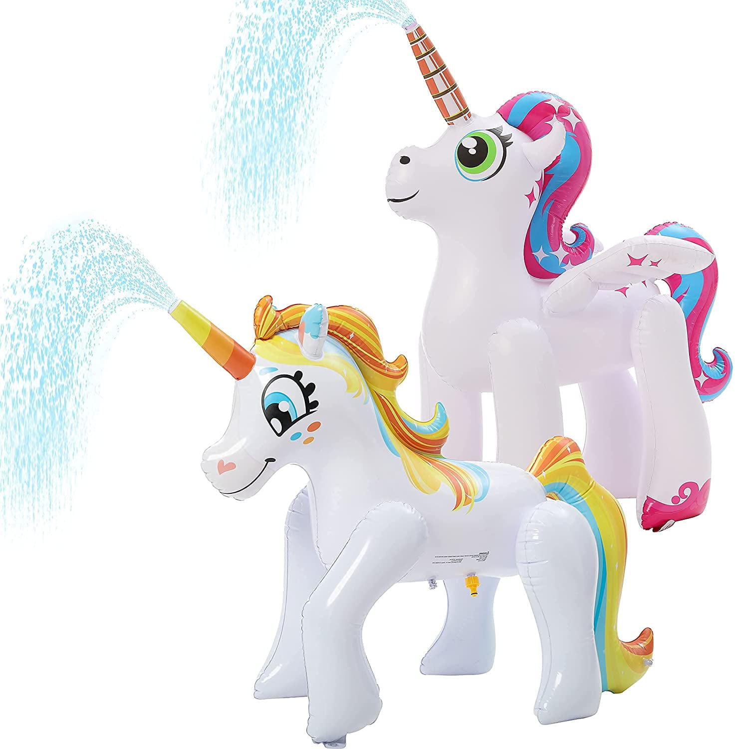 Inflatable Unicorn Yard Sprinkler Rainbow Sprinkler for Kids with Wings, Water Toy Summer Outdoor Fun, Lawn Sprinkler Toy for Kids Toddlers 2 Pack