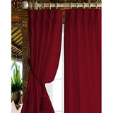 Triple Pinch Pleated Drapes Curtains Blackout for Doors & Windows with Ring Added Hook | Curtains for Living Room, Bedroom & Window (1 Panel, 52" W x 54" L) { Burgundy }