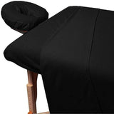 Massage Table Sheet Set True 600 Thread Count Egyptian Cotton 3-PCs Sheet Set Black Solid