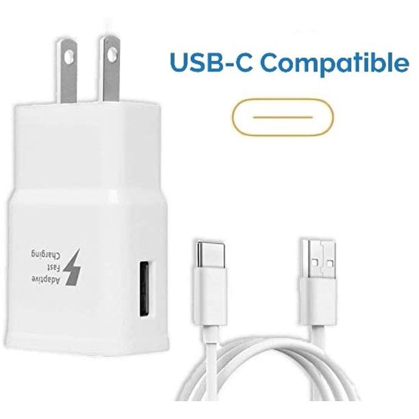 Adaptive Fast Wall Adapter USB Type-C Charger for Samsung Galaxy S20 Bundled with UrbanX USB Type-C Cable Cord 6ft Super Fast Charging Kit - White