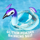 Iric Glitter Pool Float Inflatable Swimming Pool Peacock Designed with Fast Valves Summer Fun Beach Party Lounge Raft Decorative Water Toys for Kids | 48 Inch