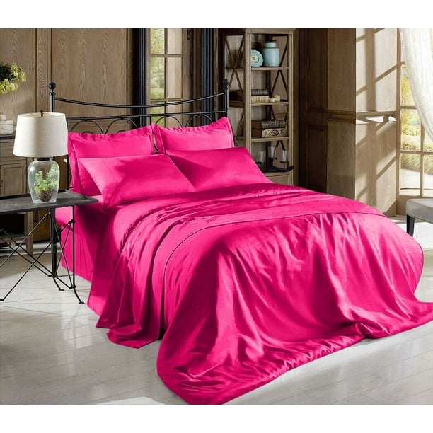 Hight Thread Count Solid Color Soft Silky Charmeuse Satin Luxury and Super Soft Bed Sheet Set