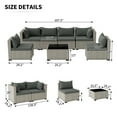 7 Pieces Patio Conversation Set, Outdoor Sectional PE Rattan Wicker Furniture Seat,Dark Gray