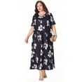 Women's Plus Size Dresses V Neck Short Sleeve Stretch Casual Loose Plus Size Long Maxi Dress Boho