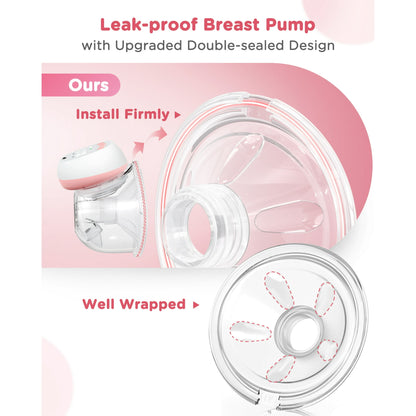 Totmizby Hands Free Wearable Breast Pump - 12 Levels & 3 Modes Electric Breast Pump with Remote Control, 140° Soft Silicone Cups, 1200mAh Rechargeable Battery (1 Pack, Pink)