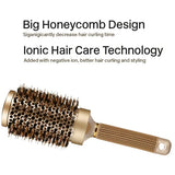 Boar Bristles Round Hair Brush, Nano Thermal Ceramic & Ionic Tech & Anti-Static, Roller Hairbrush for Blow Drying, Curling, Straightening, Add Volume & Shine
