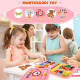 Terra Busy Board, Toddler Travel Toys, Quiet Book with DIY Page Sensory Toys for Toddlers 1 2 3 Montessori Toys Toddler Activities Board Preschool Activities for Learning Fine Motor Skills (PINK)