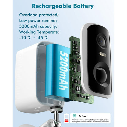 2K Security Cameras Wireless Outdoor, Battery Operated WiFi Cameras for Home Security with AI Motion Detection, Color Night Vision, Spotlight, Siren, IP65 Waterproof, SD/Cloud Storage