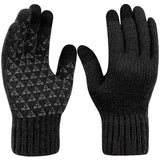 Dalia Winter Gloves, Winter Gloves for Men and Women, Touch Screen Gloves for Texting Gloves for Running Anti-Slip Warm Knit Gloves Full Fingers, Black (Small)