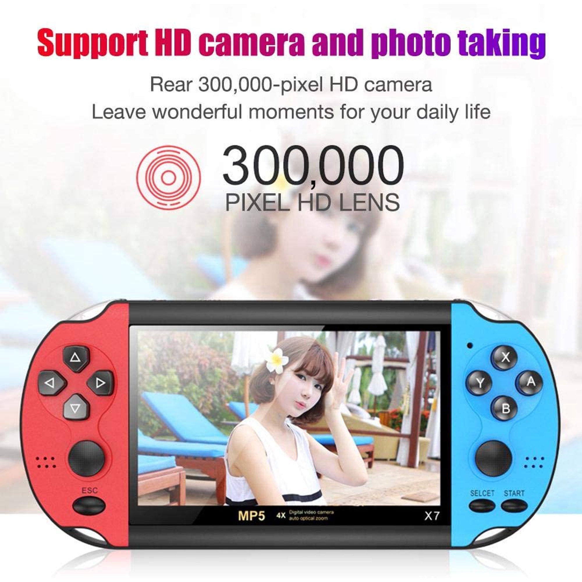 Lotus Portable Handheld Game Console Classic Retro Video Game Built-in 1500mah Battery Support TF Card Capacity 1GB-64GB Red and Blue