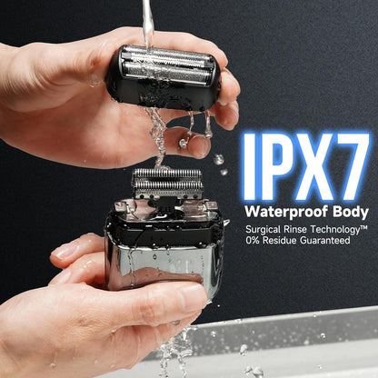 Mini Electric Razor for Men, Fast Rechargeable Foil Shaver for Beard/Face, IPX7 Waterproof for Travel & Home, Light Gray
