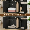 Bel Ark Hidden Cat Litter Box Furniture，Indoor Wooden Cat Litter Box Enclosure with Double Movable Doors and Divider for Living Room Washroom,Black