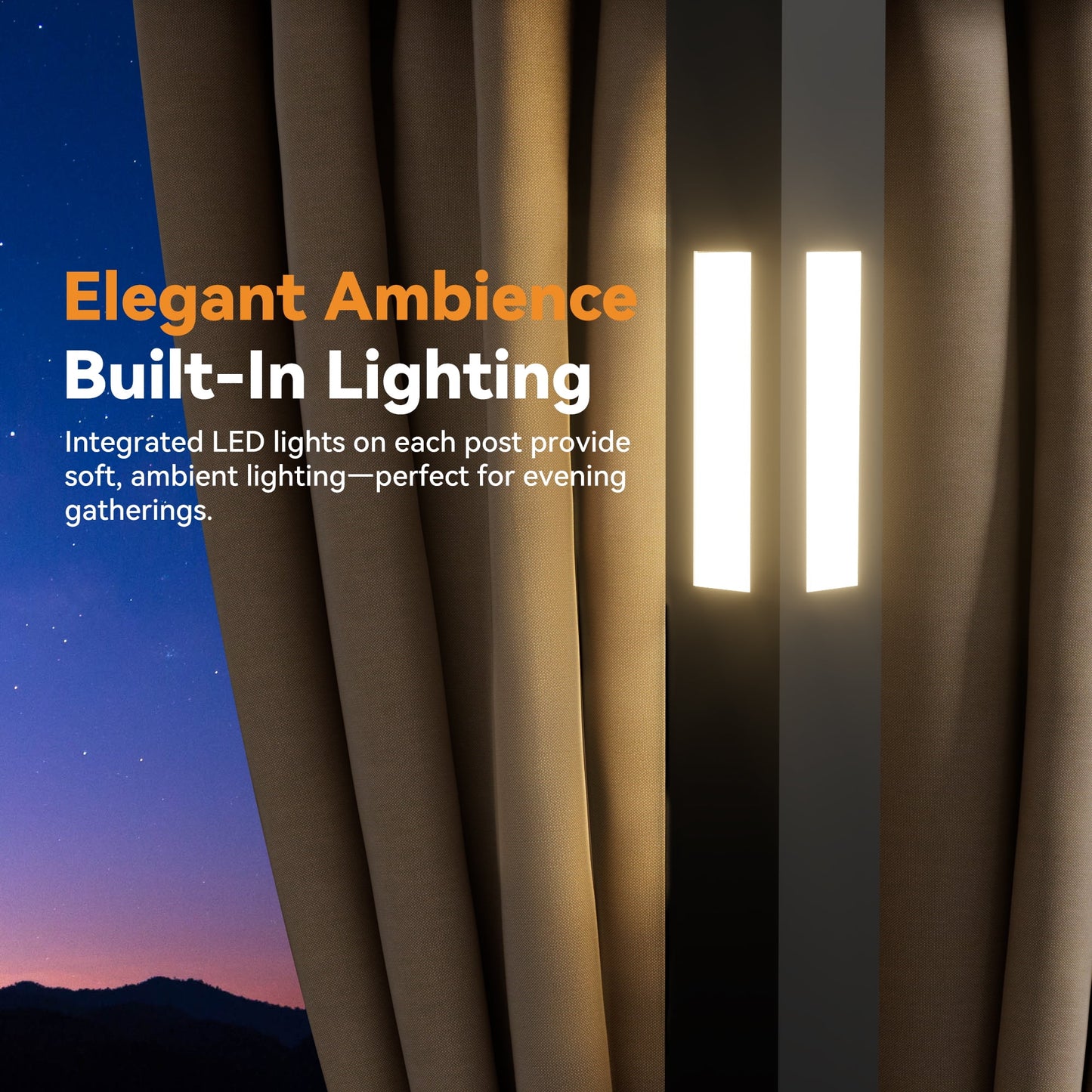 Covered Outdoor 11x13 Patio Gazebo Canopy Tent,Pop Up Gazebo with LED Lighting,Soft-Top Dual Roof Design