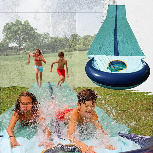 Lavinya High Quality 1ft XL Slip and Slide - Heavy Duty Inflatable Slide with Central Sprinkler and XL Crash Pad For Summer Fun Play