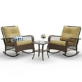 ELPOSUN 3-Piece Outdoor Rocking Chairs, Wicker Patio Furniture with Thickened Cushions and Table for Porch