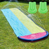 Lavinya Slip and Slide for Children and Adults-16FT Porch Splash Pool with Crash pad Summer Outdoor Water Toys Waterslide with Built in Splash Sprinkler Water Slide with 2 Surfboards