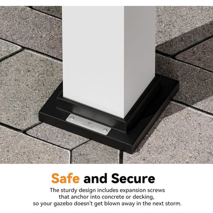 ModernShade 10'x20' Pergola Hybrid Gazebo with Adjustable Shade Fabric,Hardtop Roof,Privacy Curtains,Black and White