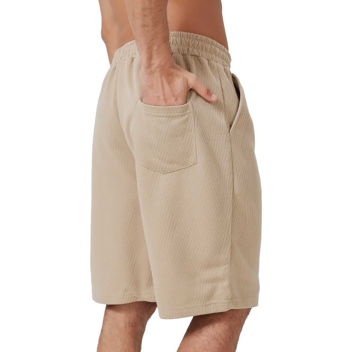 Puztloy Men's Casual Shorts Drawstring Elastic Waist Texture Workout Jogging Running Sweat Shorts Summer Beach Short Pants for Men